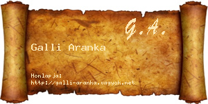 Galli Aranka névjegykártya